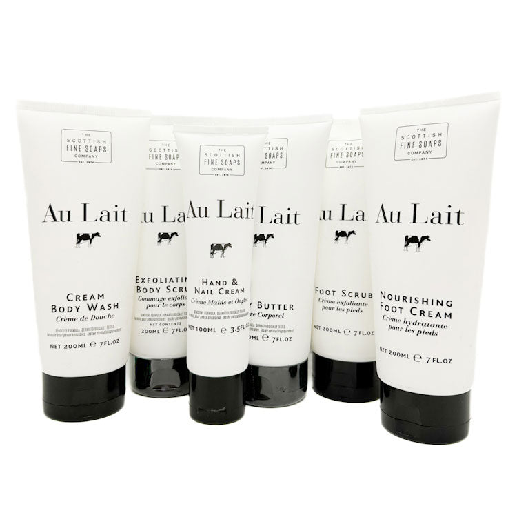 Au Lait Body Wash - Body Scrub - Body Butter - Foot Scrub - Nourishing Foot Cream - Hand & Nail Cream | The Scottish Fine Soaps Company