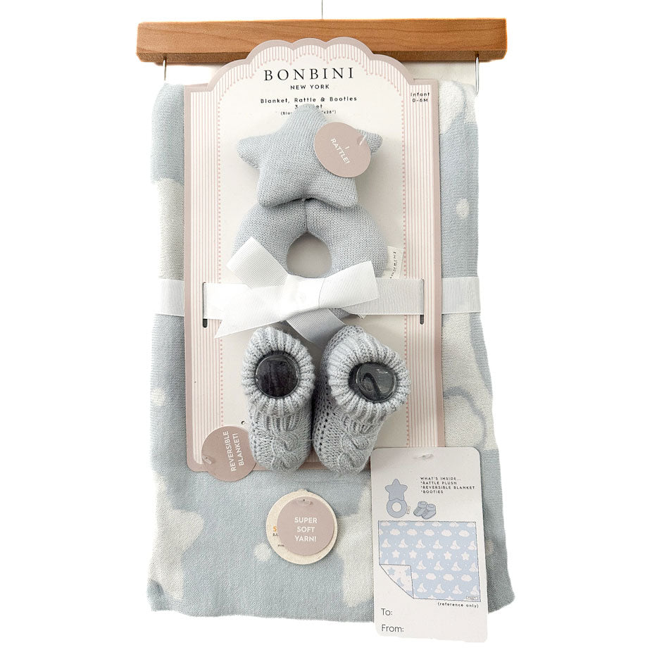 Bonbini Newborn Gift Set - Blanket - Rattle - Booties
