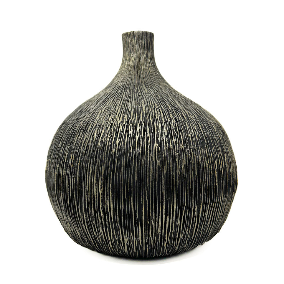 Black & Gold Bulb Vase