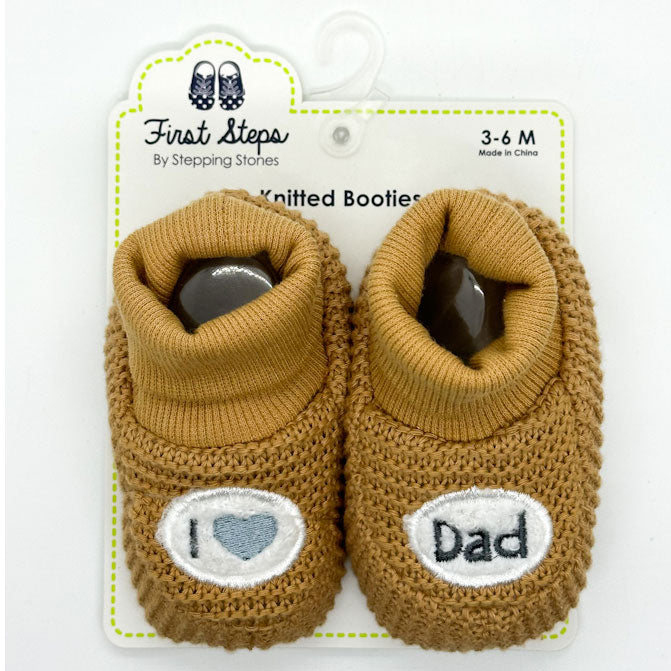 First Steps Knitted Booties New baby Gift I Love You Dad DONUM EST