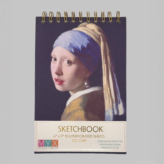 Sketchbook with 'Girl with a Pearl Earring' design on the cover