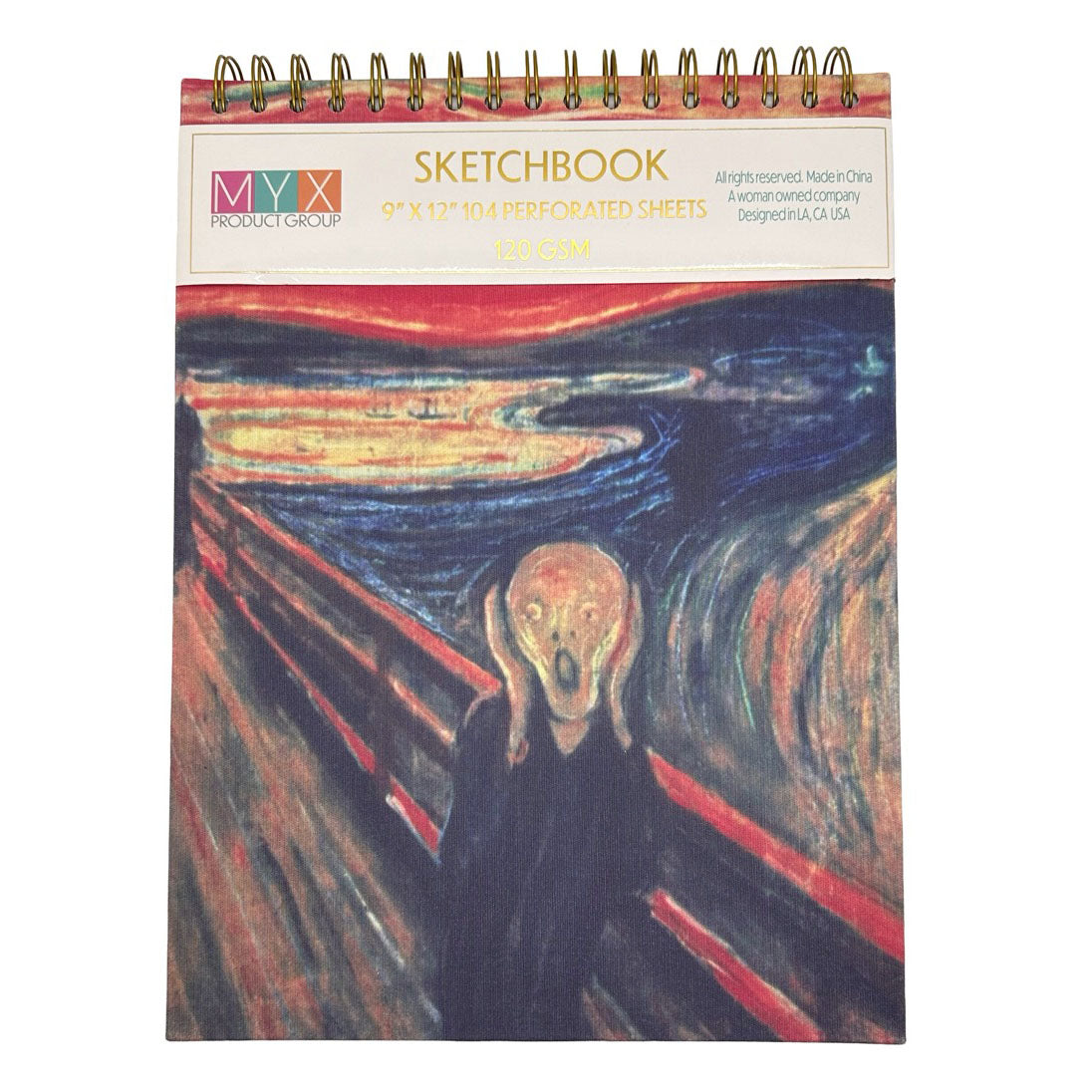 Sketchbook with 'The Scream' design on the cover