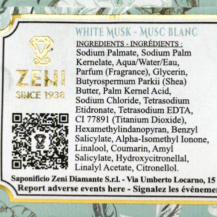 Zeni product label with ingredients list and QR code