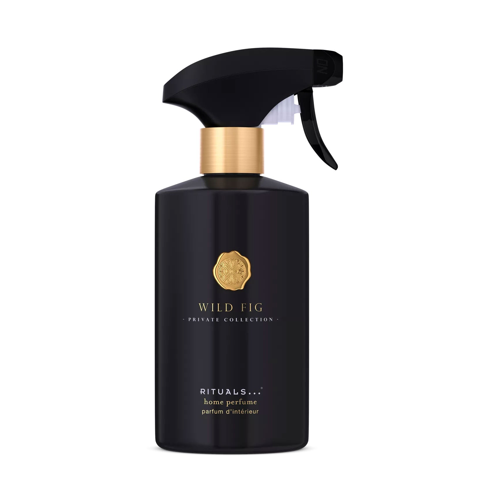 RITUALS Wild Fig Home Perfume black spray bottle with gold cap labeled 'Wild Fig' on a white background