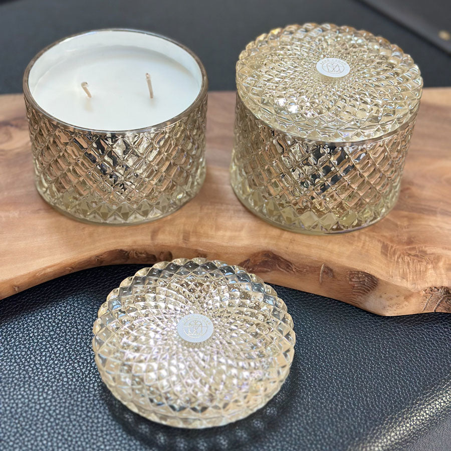 Winter Pine textured glass candle by SAND + FOG