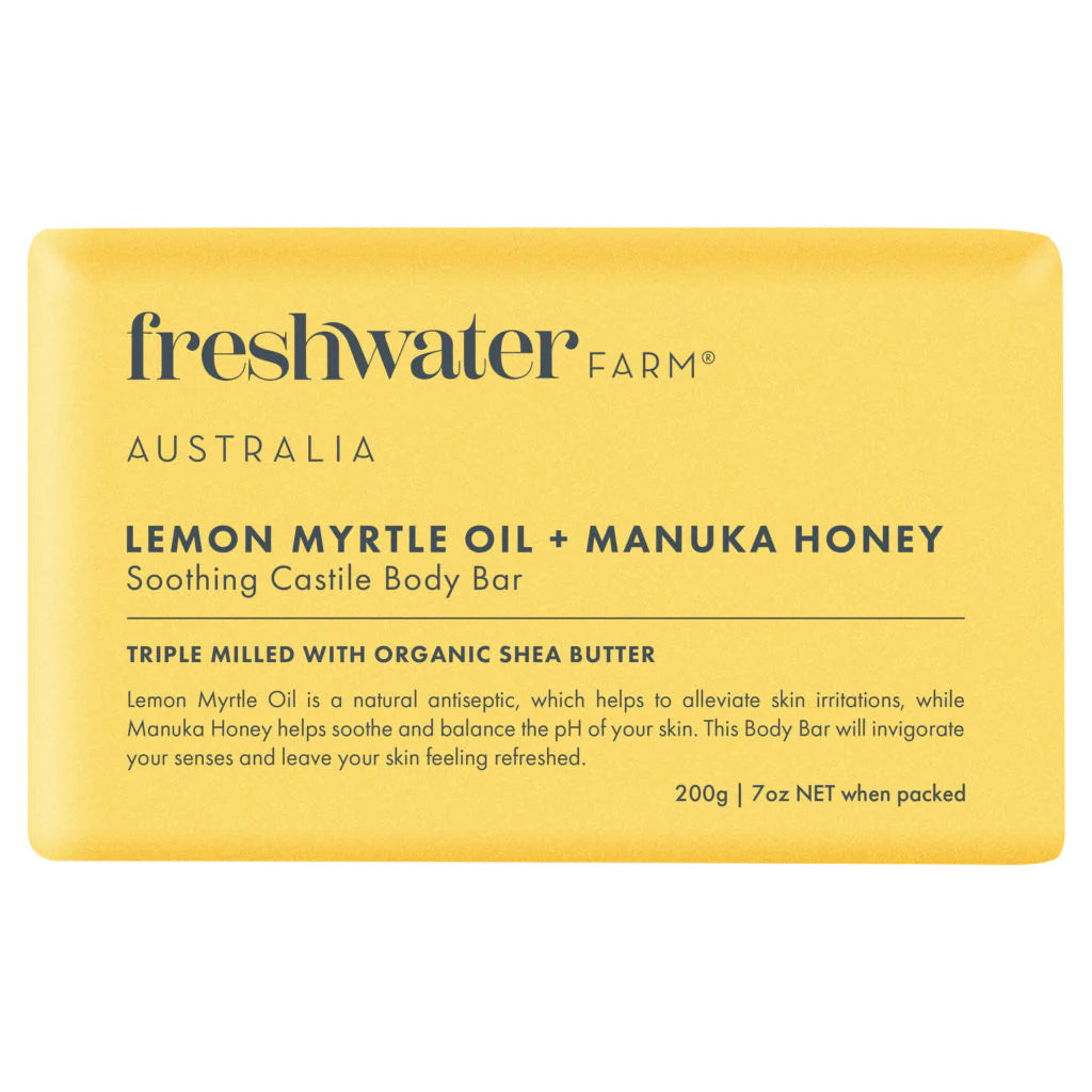 Freshwater Farm Australia Triple Milled Lemon Myrtle Oil + Manuka Honey Body Bar Soap