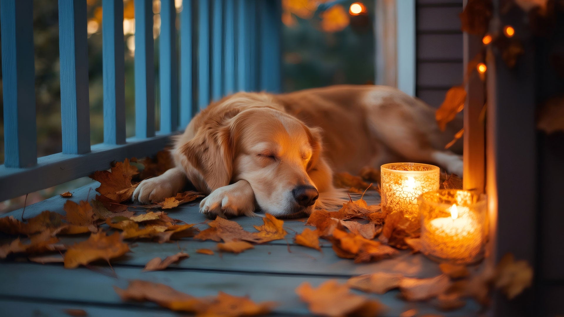 Dog relaxing with a pet friendly candle