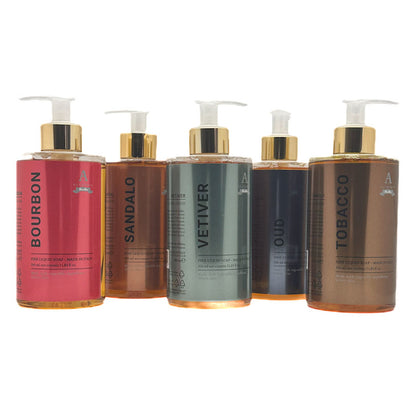 Five pump bottles of Alchimia men's Shower Gel