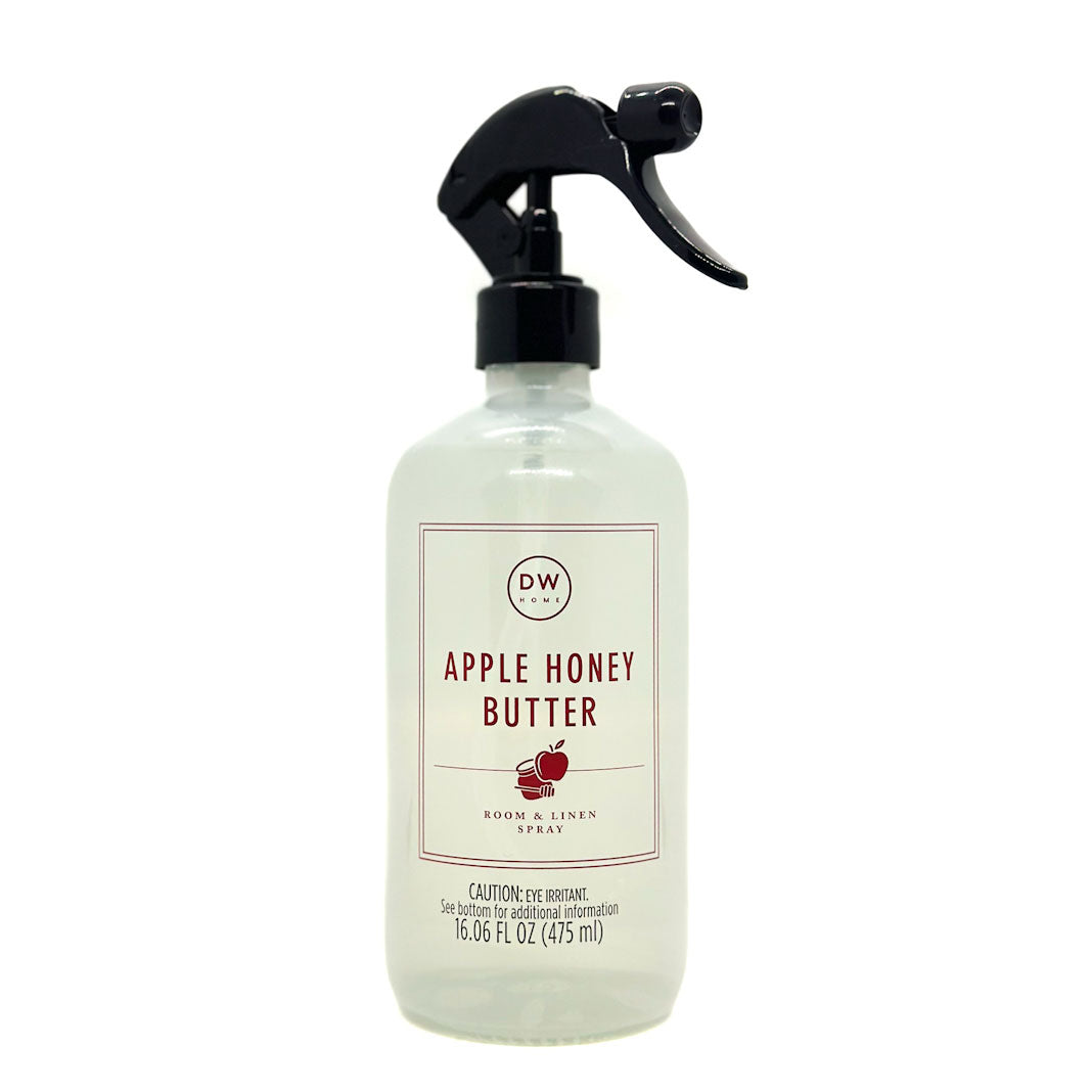 Bottle of Apple Honey Butter room and linen spray on a white background