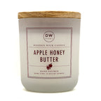 Apple Honey Butter Candle with wooden wick and 'DW Home' label on a white background
