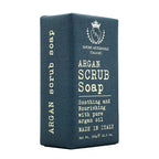 Saponificio Varesino Argan Scrub Soap with white text on a white background