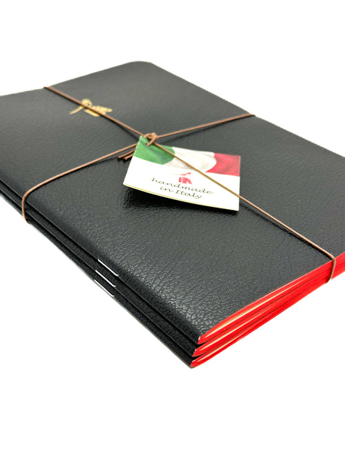 Bieffe Soft Leather A5 Notebooks - Set of 3 - Black