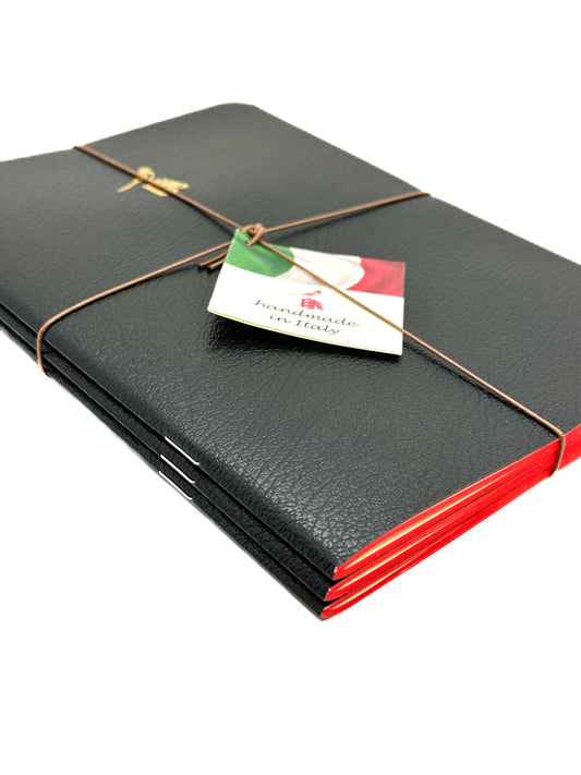 Bieffe Soft Leather A5 Notebooks - Set of 3 - Black
