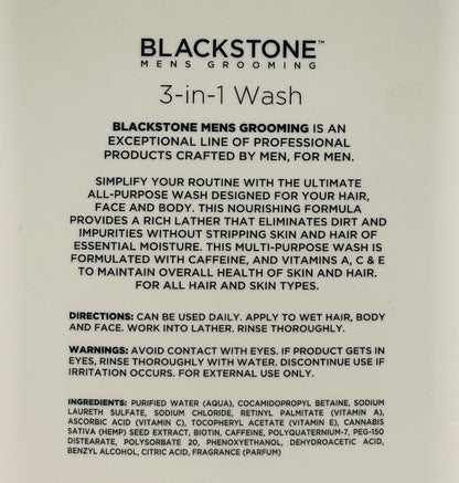 BLACKSTONE Men's Grooming 3-in-1 HAIR FACE AND BODY WASH