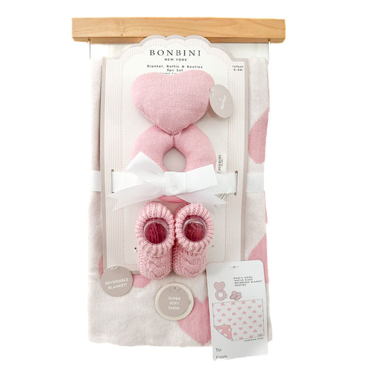 Bonbini Newborn Gift Set - Blanket - Rattle - Booties