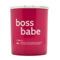 W+L Pomelo pink candle with 'boss babe' text on a white background