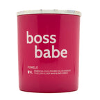 W+L Pomelo pink candle with 'boss babe' text on a white background
