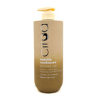 A bottle of Ciroa Gold Vanilla Cashmere Shower Gel, featuring a warm beige gradient bottle with a cream-coloured pump dispenser, set against a plain white background.