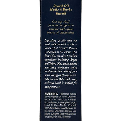 Beard oil packaging with text on a white background