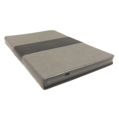 A grey folio case with a black band around the middle, photographed on a clean white background.