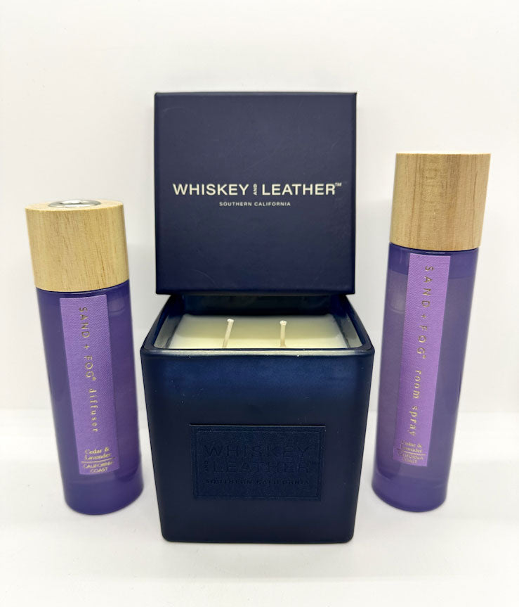 Cedar & Lavender Scented candle Room Spray & Diffuser TRIO | SAND + FOG