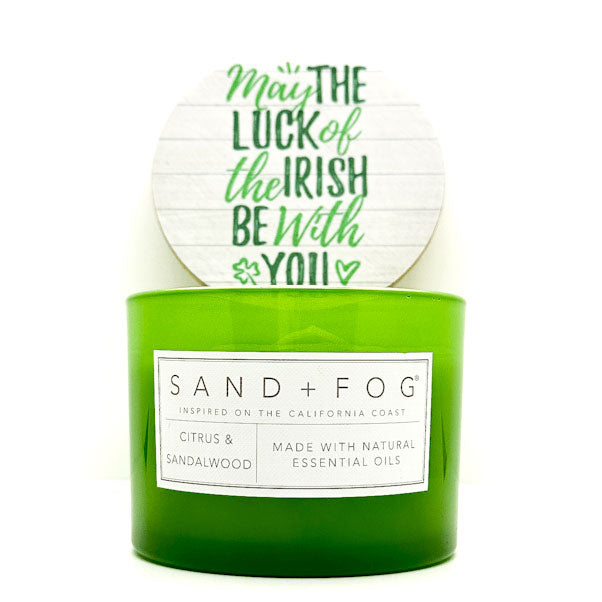 Citrus & Sandalwood Scented Candle - Luck of the Irish Themed | SAND + FOG