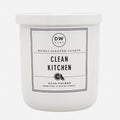 Clean Kitchen white candle with a label on a white background