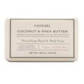 A wrapped bar of Castelbel Coconut & Shea Butter Nourishing Hand & Body Soap on a plain white background.