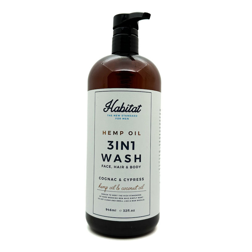 Cognac & Cypress 3-in-1 Face Hair & Body Wash with Hemp Oil & Coconut Oil | Habitat