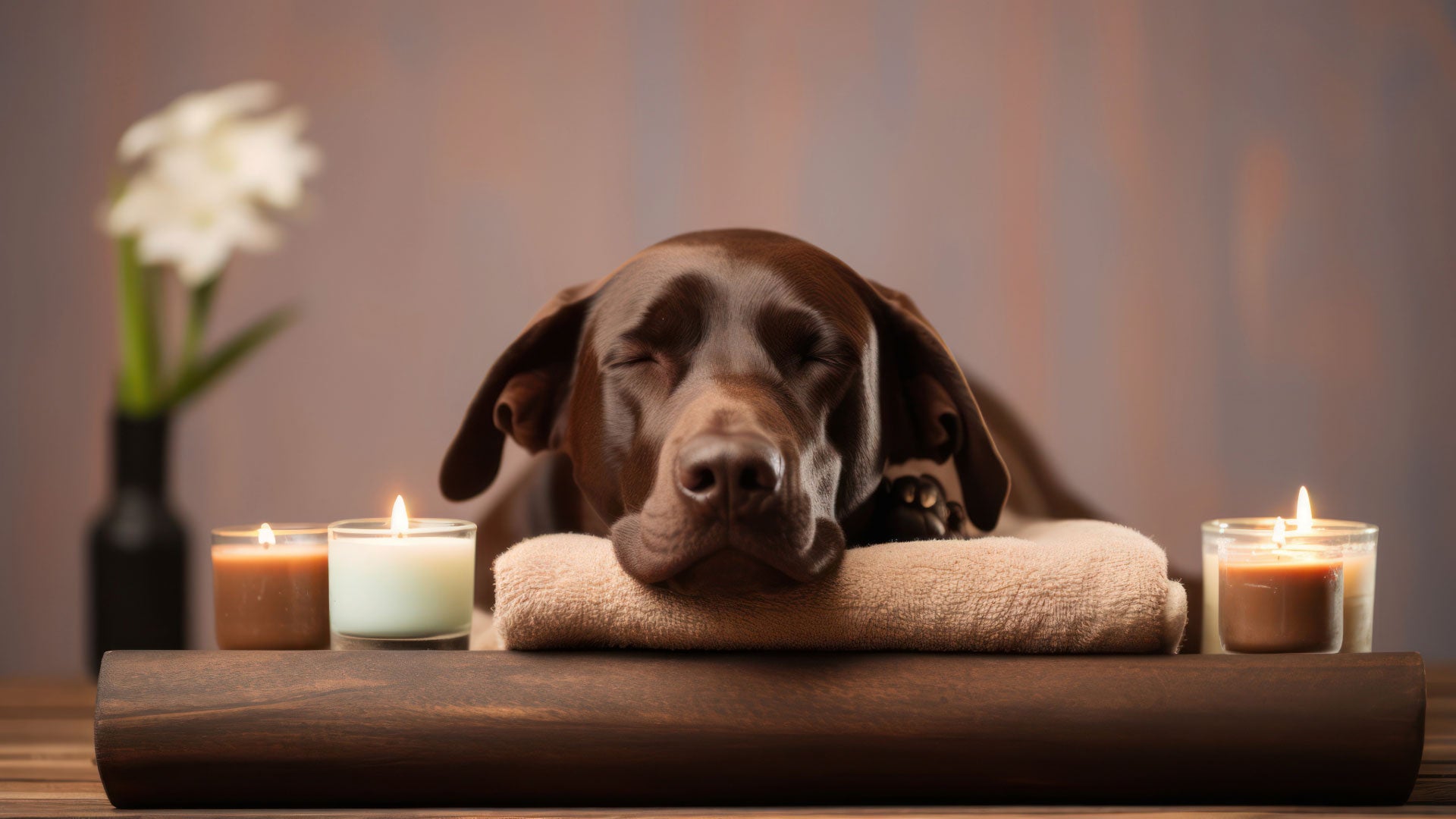 Dog sleeping with fragranced candles - DONUM EST