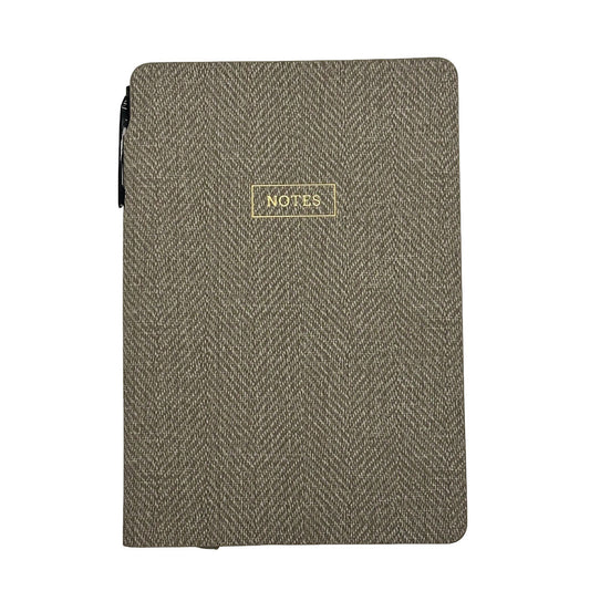 Textbook with a herringbone pattern and 'NOTES' label on a white background