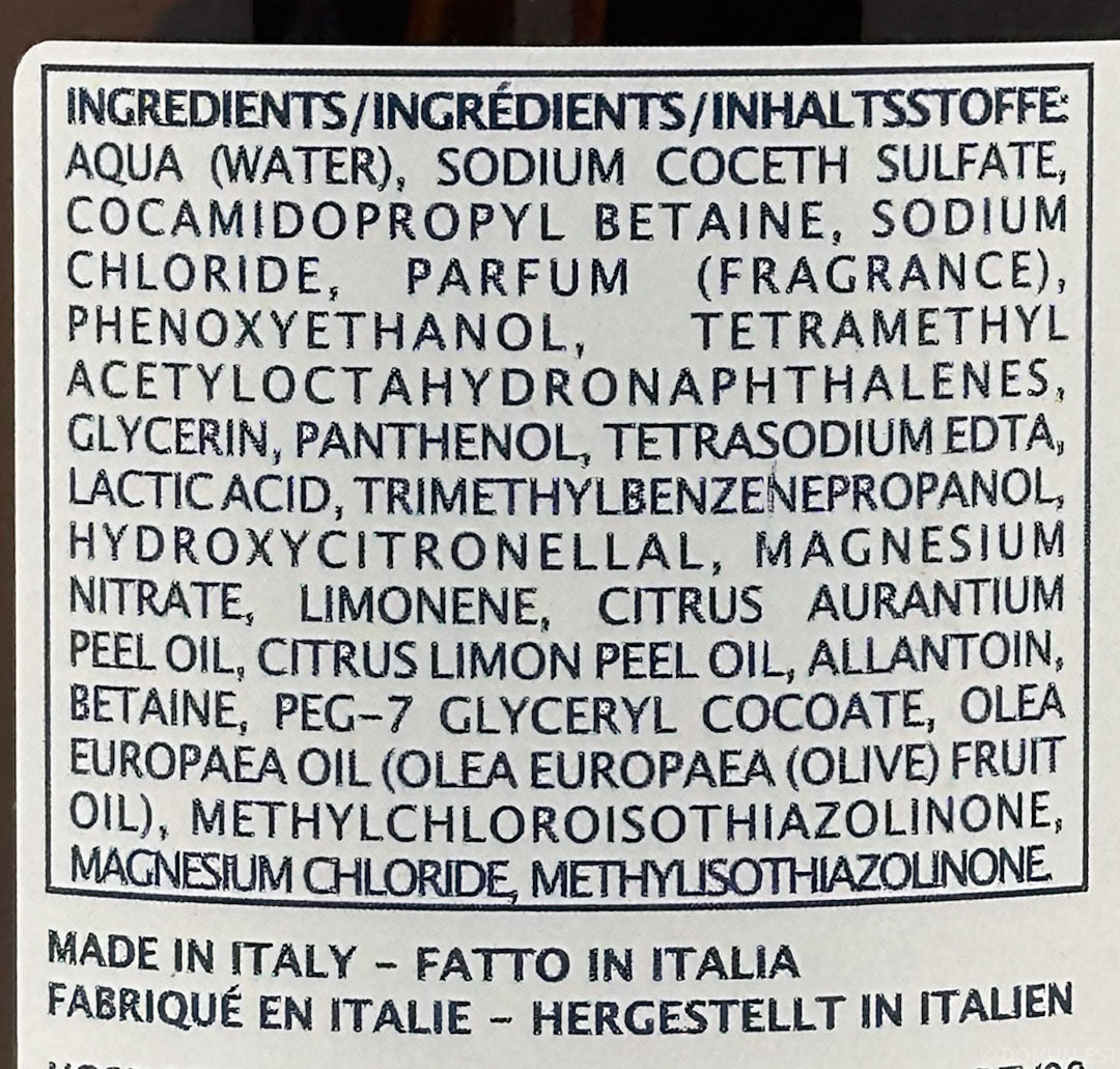 Close-up of a product label showing the ingredients list.