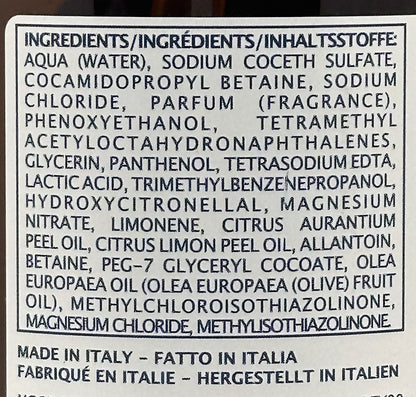 Close-up of a product label showing the ingredients list.