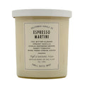 Candle jar labeled 'Espresso Martini' on a white background