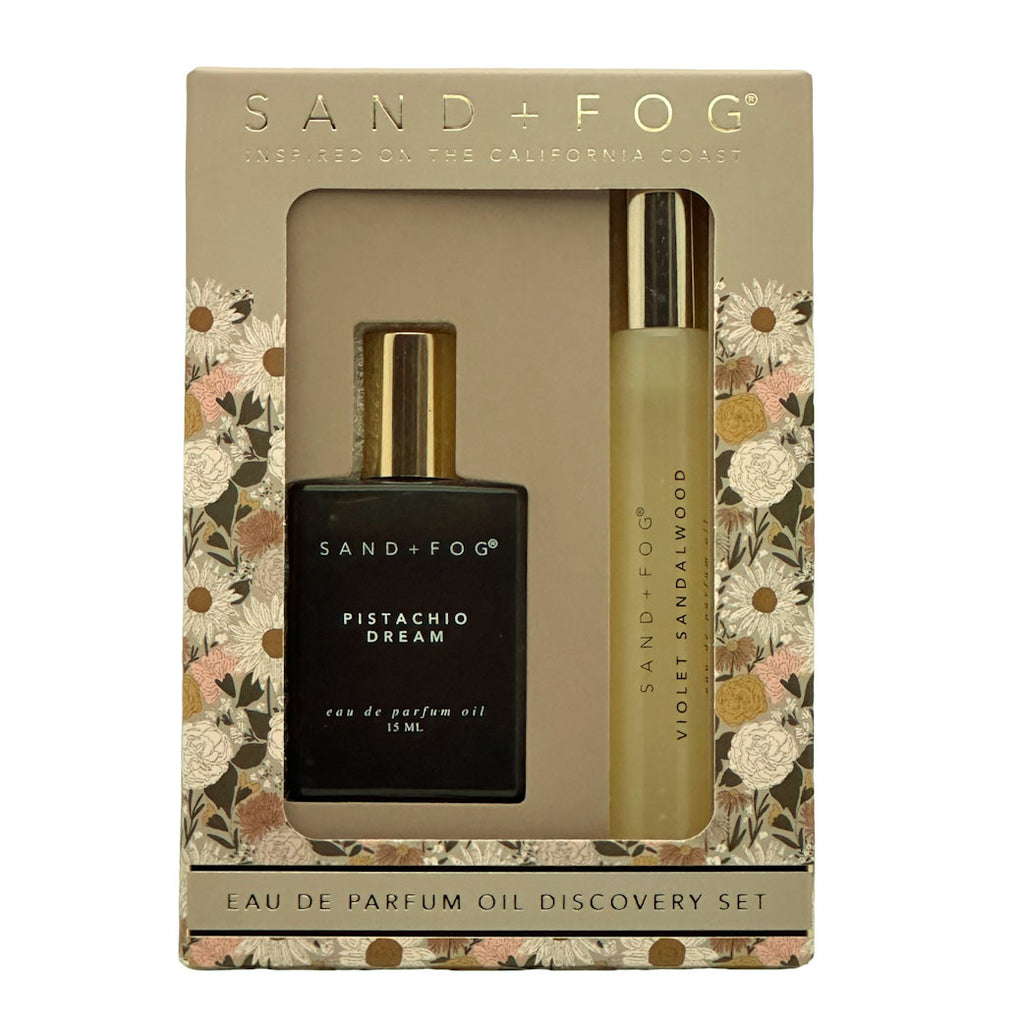 Sand + Fog Perfume Oil Rollerball Discovery Set - Day to Night with floral design
