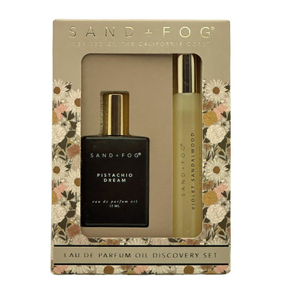 Sand + Fog Perfume Oil Rollerball Discovery Set - Day to Night with floral design