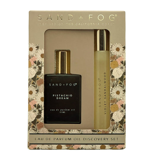 Sand + Fog Perfume Oil Rollerball Discovery Set - Day to Night with floral design