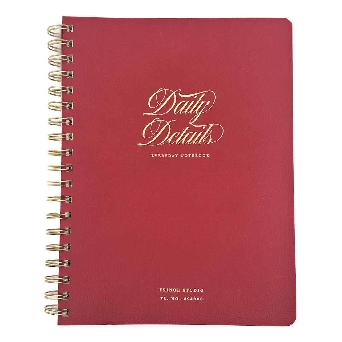 FRINGE Red notebook with 'Daily Details' branding on a white background