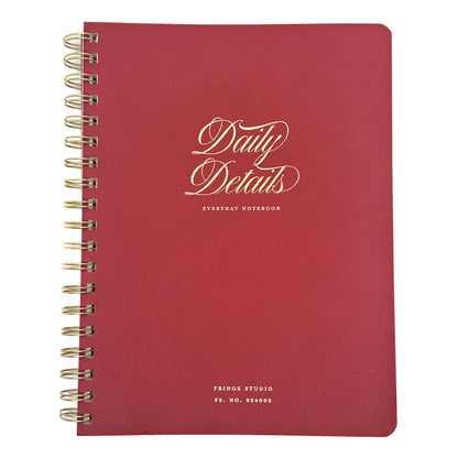 FRINGE Red notebook with 'Daily Details' branding on a white background