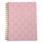 FRINGE Pink notebook with bow pattern and 'Notes' label on a white background