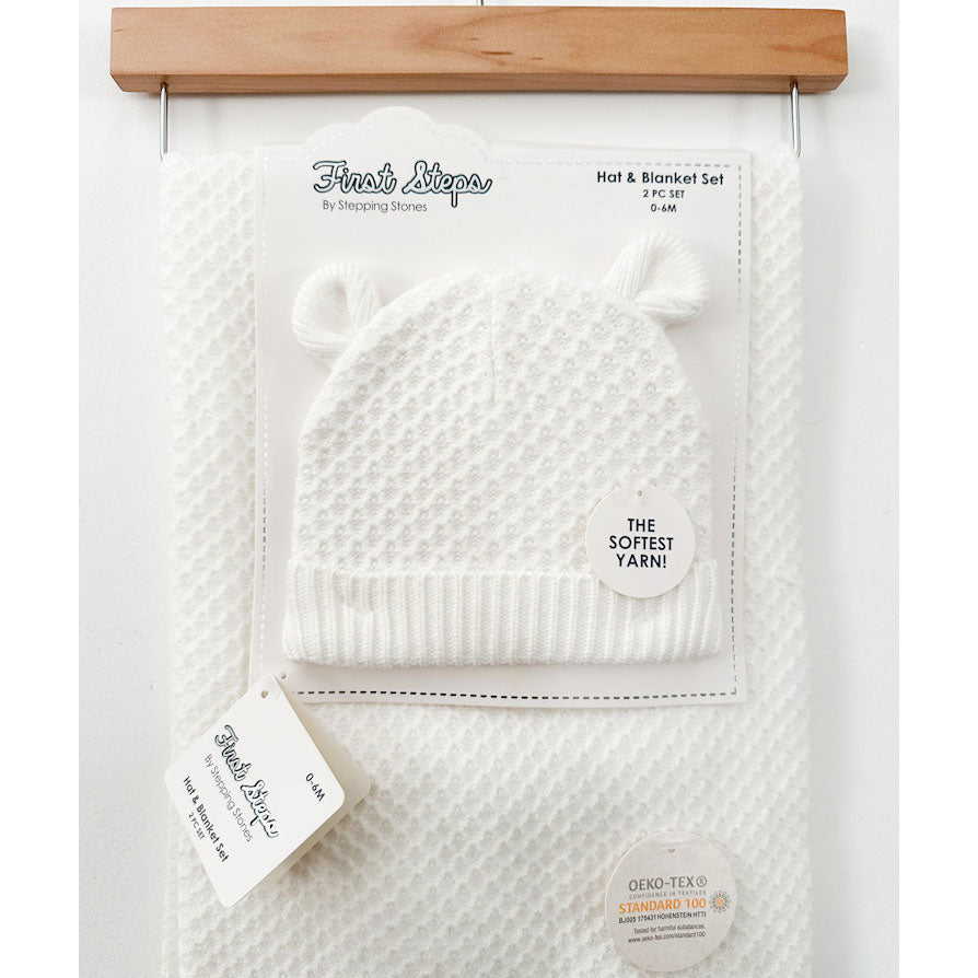 First Steps Hat and Blanket Gift Set