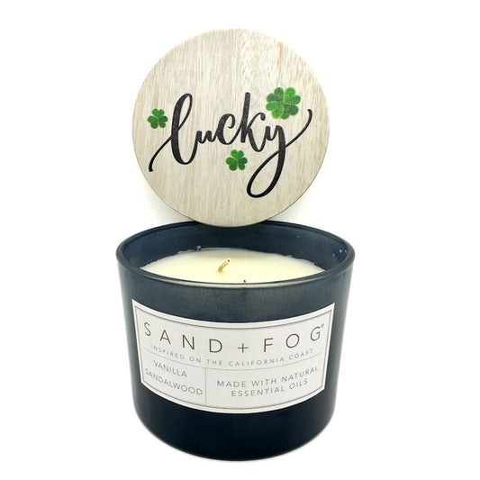 Lucky Four Leaf Clover Vanilla Sandalwood Scented Candle | SAND & FOG