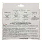 Product packaging with scents listed on a white background