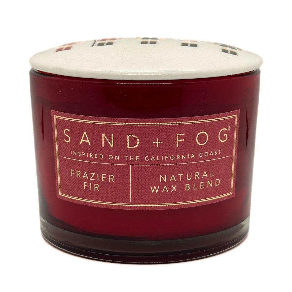 Frazier Fir Scented candle by SAND + Fog with nutcrackers on the lid