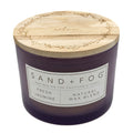 Sand + Fog Fresh Jasmine candle with wooden lid on a white background
