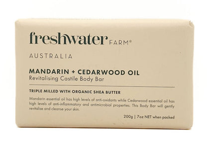 Freshwater Farm Australia Triple Milled Mandarin + Cedarwood Oil Body Bar Soap