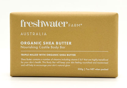 Freshwater Farm Australia Triple Milled Organic Shea Butter Body Bar Soap