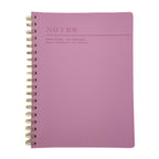 Fringe Studio pink soft leather notebook with 'NOTES' text on a white background