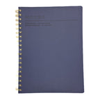 Fringe Studio B5 Blue notebook with gold spiral binding on a white background