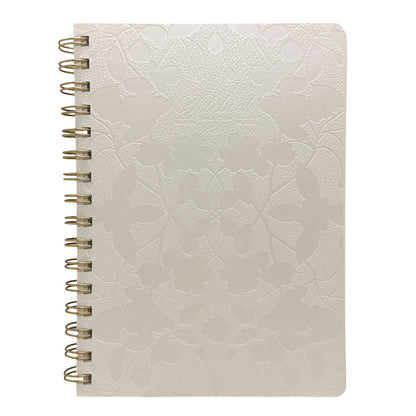 Fringe Studio A5 Ivory textured notebook with gold spiral binding on a white background